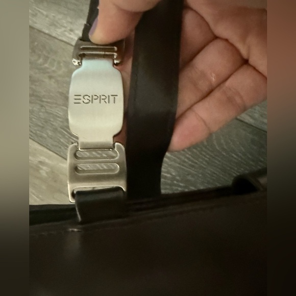 ESprit Vintage Brown Leather snap closure Shoulder Bag Tote Purse Womens - Picture 2 of 9